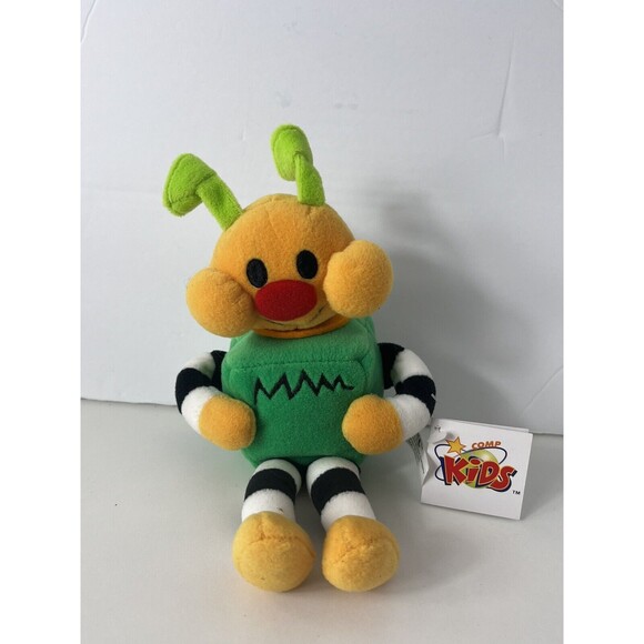 CompUSA Kids Pixel 1998 Yellow Green Robot 9” Stuffed Plush Toy - Picture 1 of 6